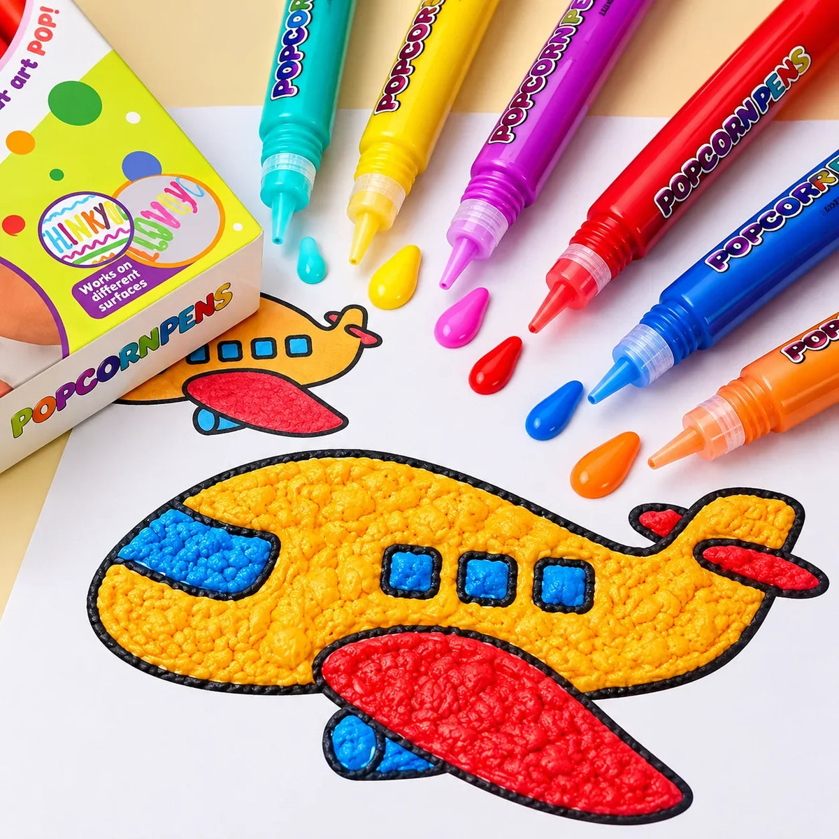 3D Art Pen Set Heat-Activated Raised Effect Six Colors
