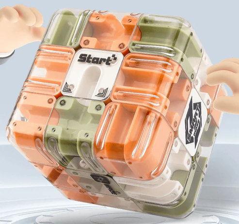 3D Maze Cube Puzzle Transparent & Stainless Steel Ball