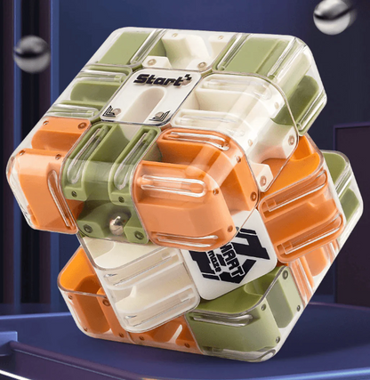 3D Maze Cube Puzzle Transparent & Stainless Steel Ball