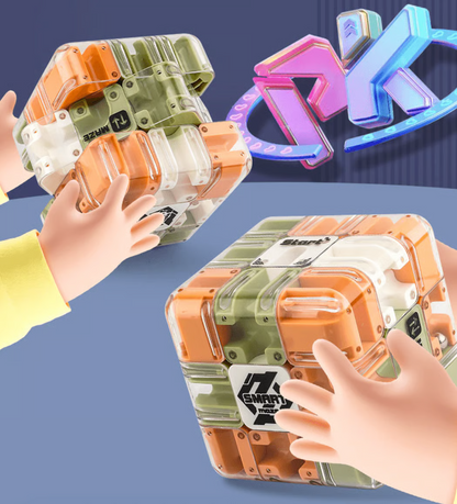 3D Maze Cube Puzzle Transparent & Stainless Steel Ball