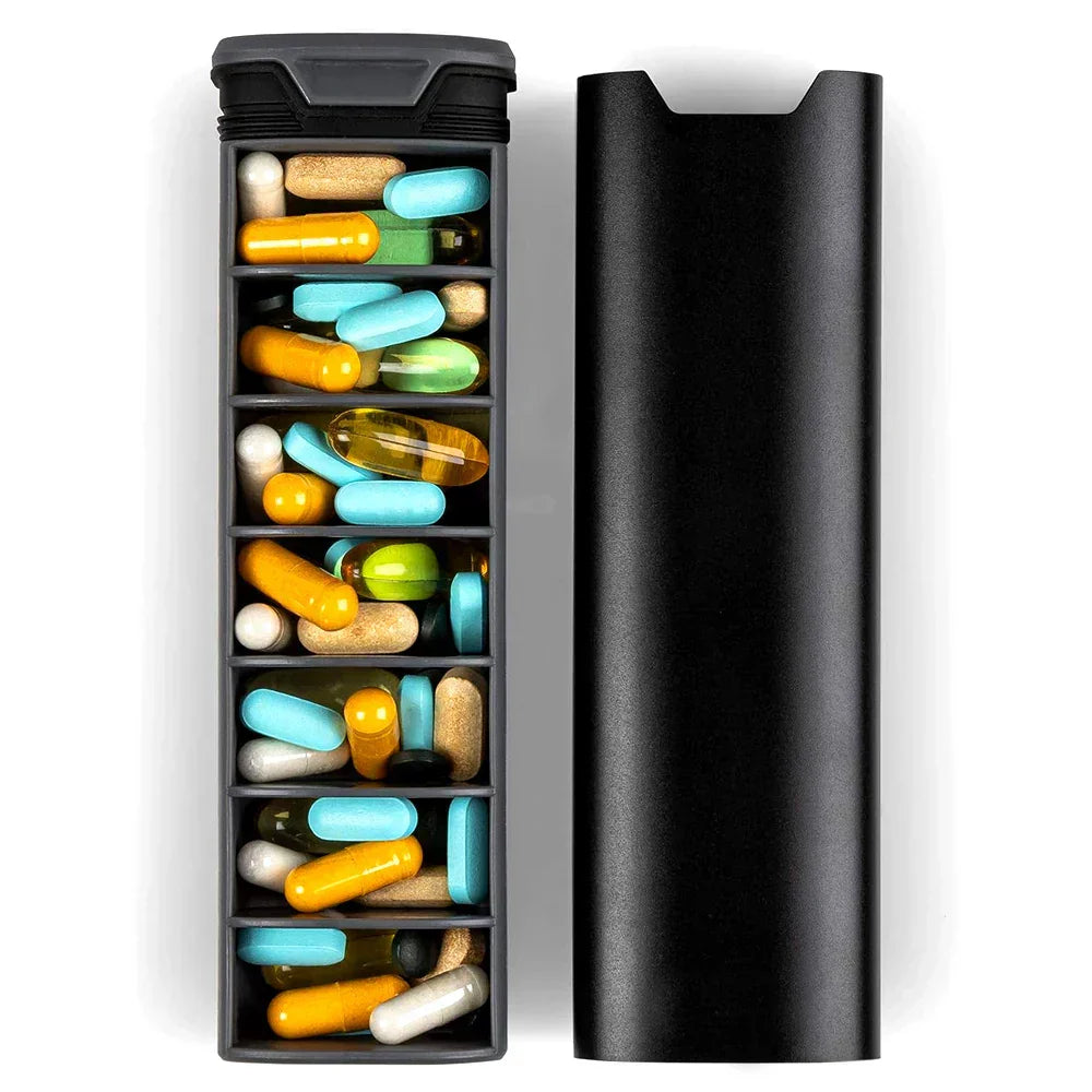 7-Day Pill Organizer Leak-Proof Lids & Clear Weekday Labels