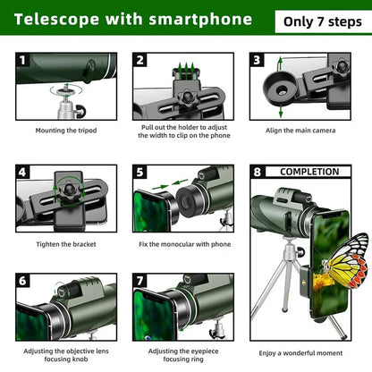 80x100 High Definition Zoom Monocular Telescope: Compact Binoculars for Hunting, Camping, and Outdoor Adventures