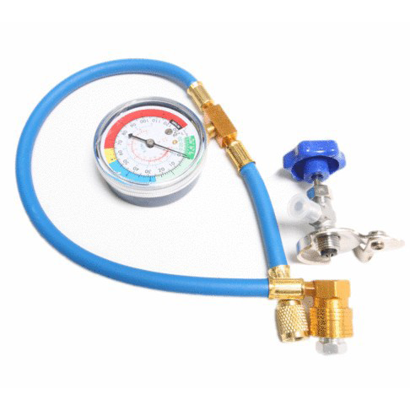 AC Recharge Hose Universal Refrigerant Color-Coded Gauge & Quick-Connect