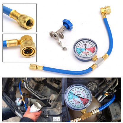 AC Recharge Hose Universal Refrigerant Color-Coded Gauge & Quick-Connect