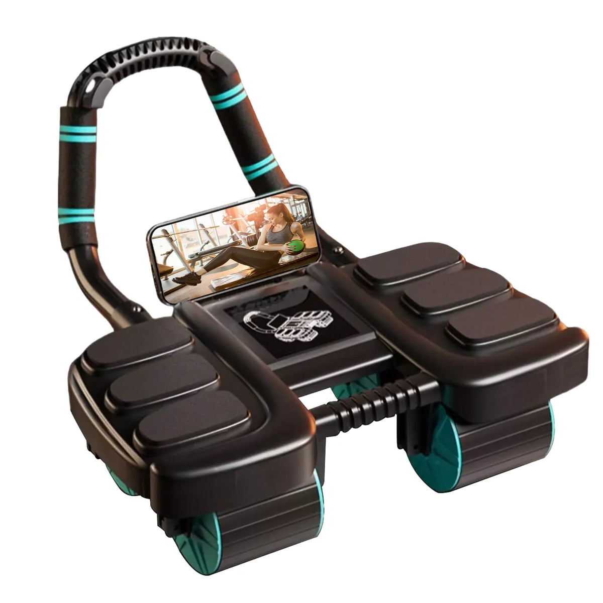 Ab Roller Automatic Rebound Four-Wheel Stability with Elbow Supports