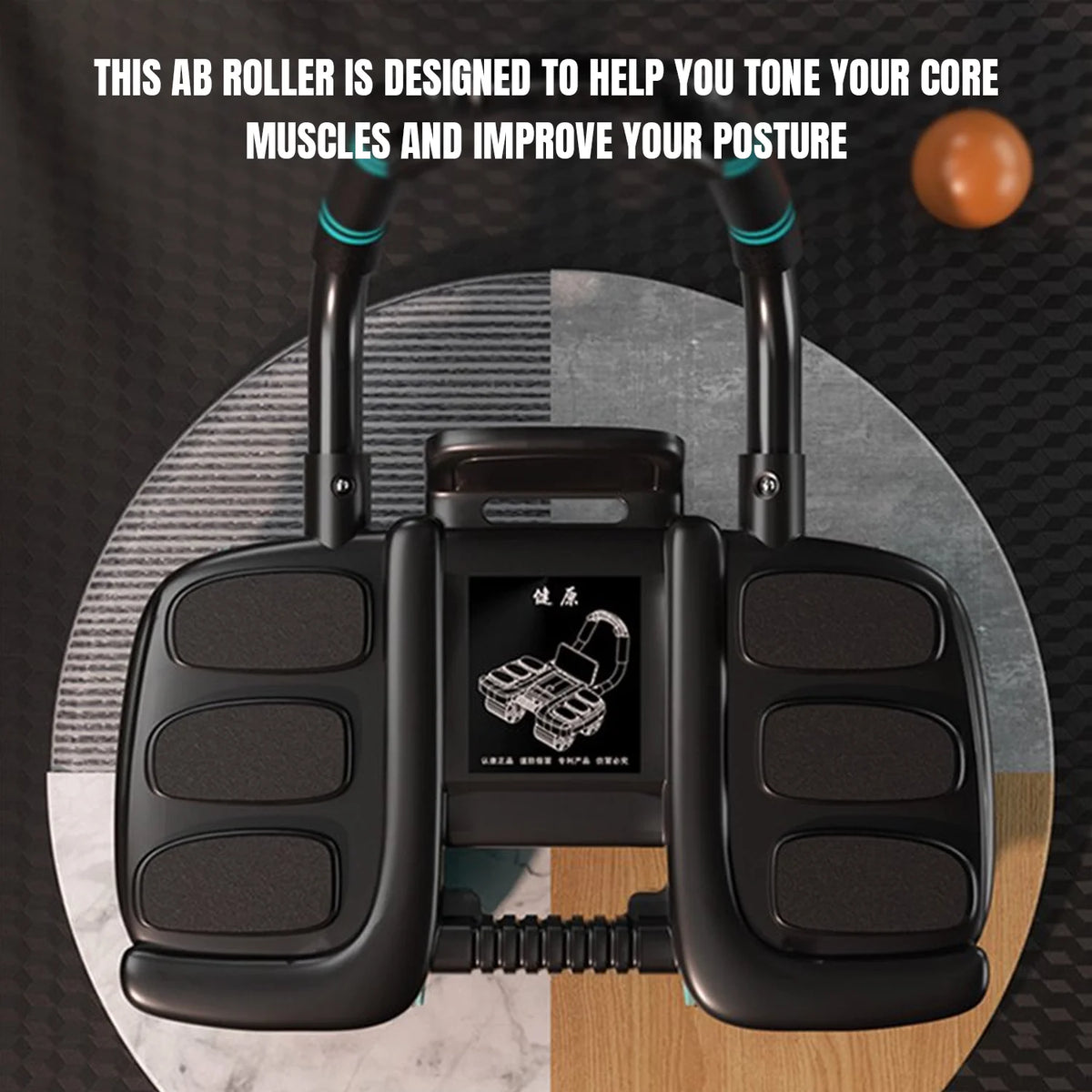 Ab Roller Automatic Rebound Four-Wheel Stability with Elbow Supports