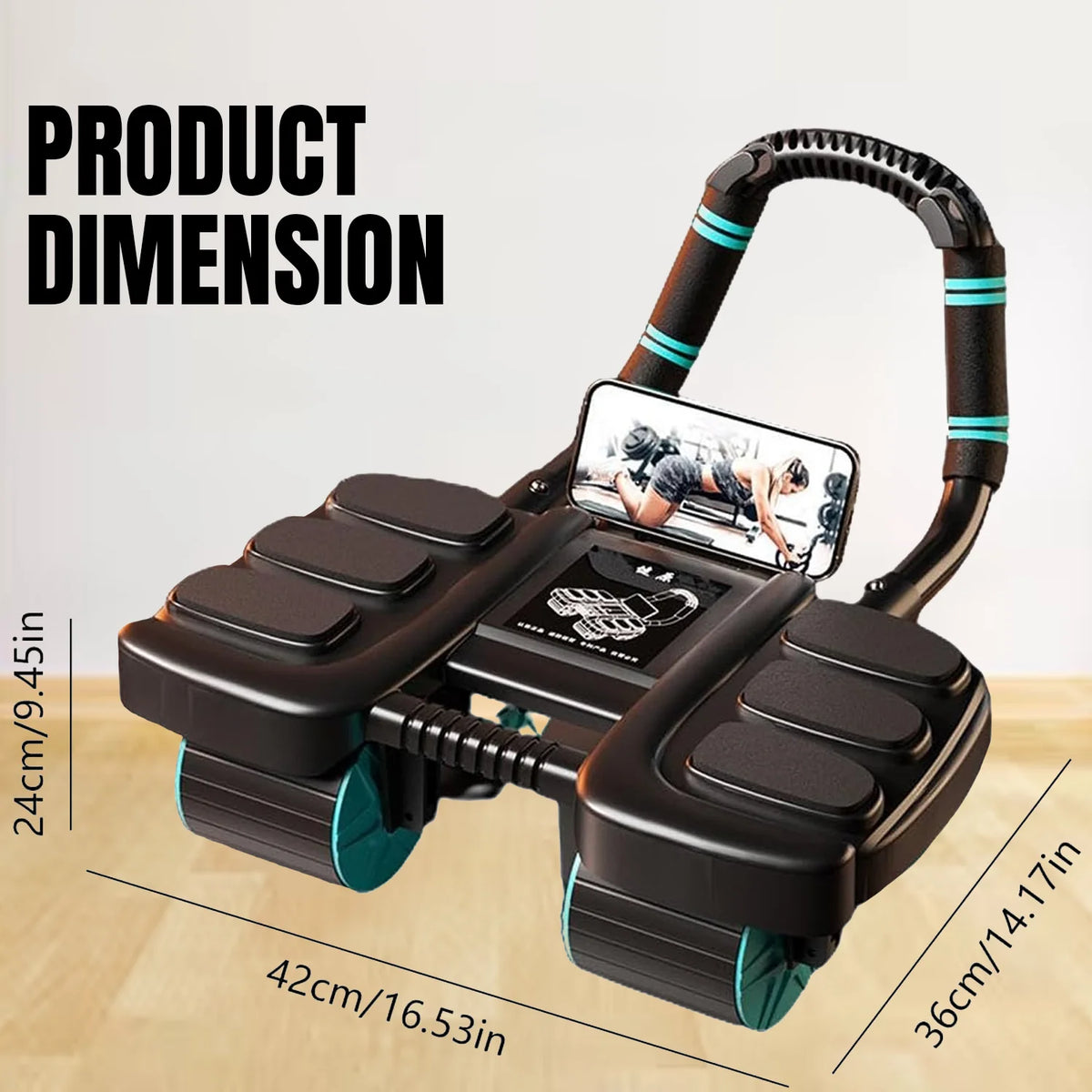 Ab Roller Automatic Rebound Four-Wheel Stability with Elbow Supports