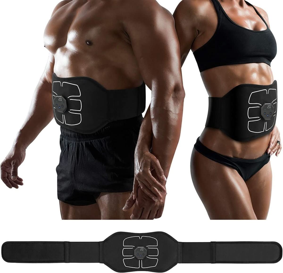Abdominal Belt EMS 6 Modes Water-Activated Pads USB Rechargeable
