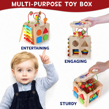 Activity Cube 8-In-1 Rubberwood Learning Toy