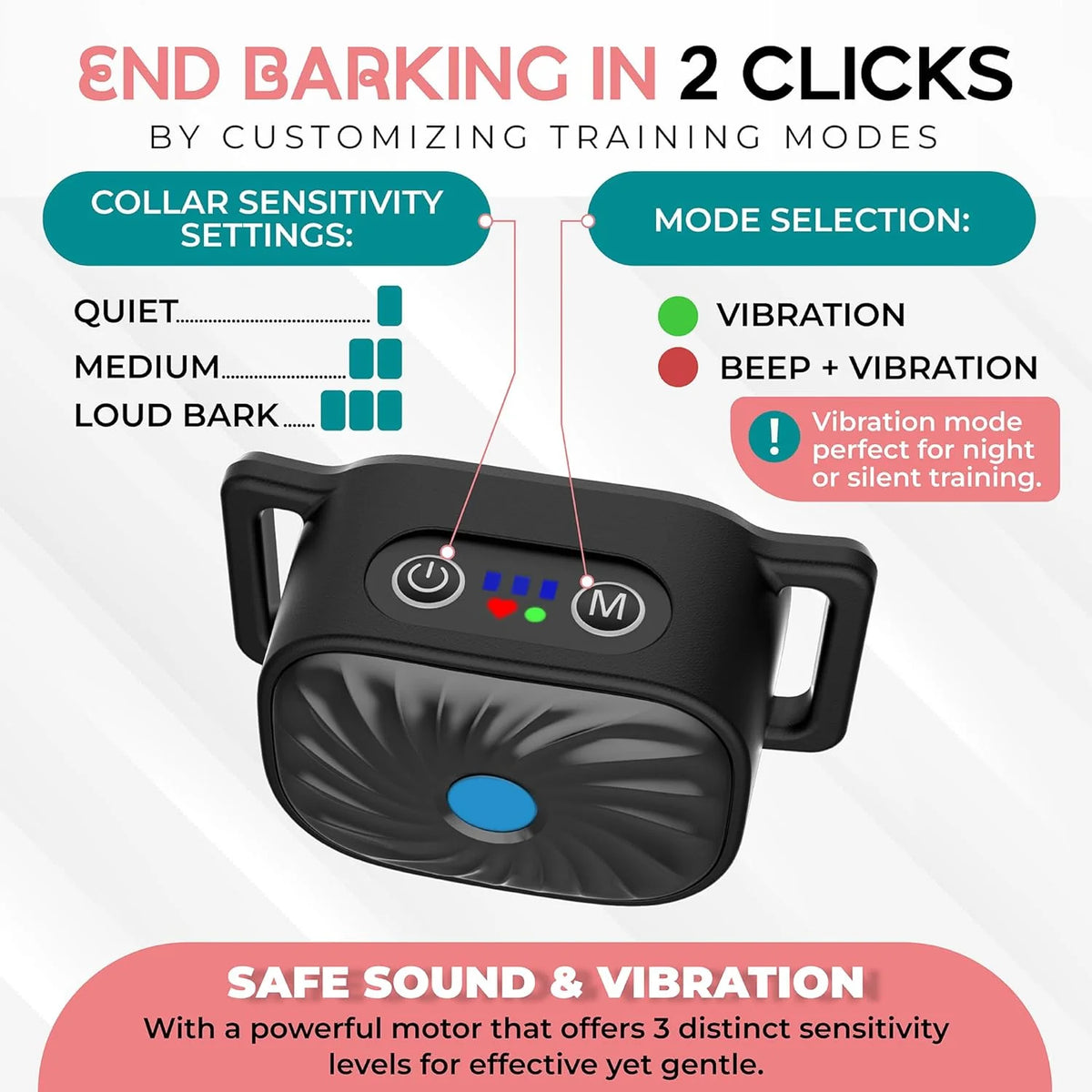Adjustable Anti-Bark Collar for Small Dogs | Vibration & Sound | IP87 Waterproof