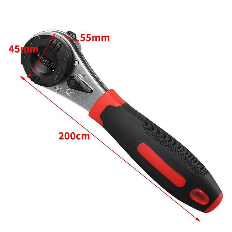 Adjustable Ratchet Wrench Chrome-Vanadium Steel 60-Tooth Non-Slip Handle