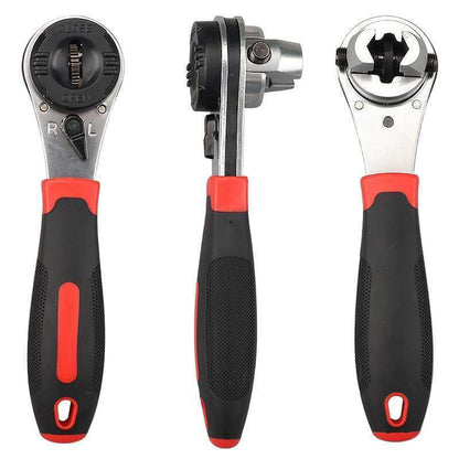Adjustable Ratchet Wrench Chrome-Vanadium Steel 60-Tooth Non-Slip Handle