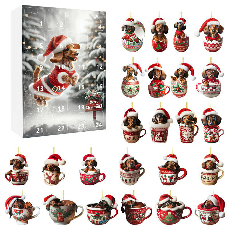 Advent Calendar 24 Dachshund Acrylic Pendants
