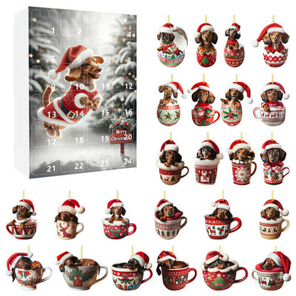 Advent Calendar 24 Dachshund Acrylic Pendants