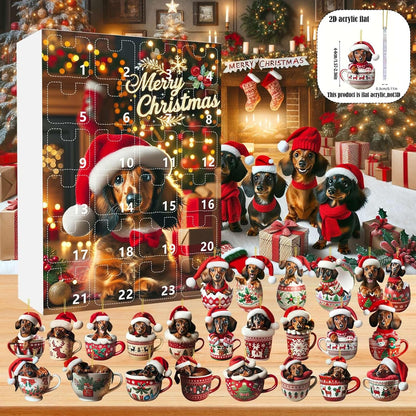 Advent Calendar 24 Dachshund Acrylic Pendants