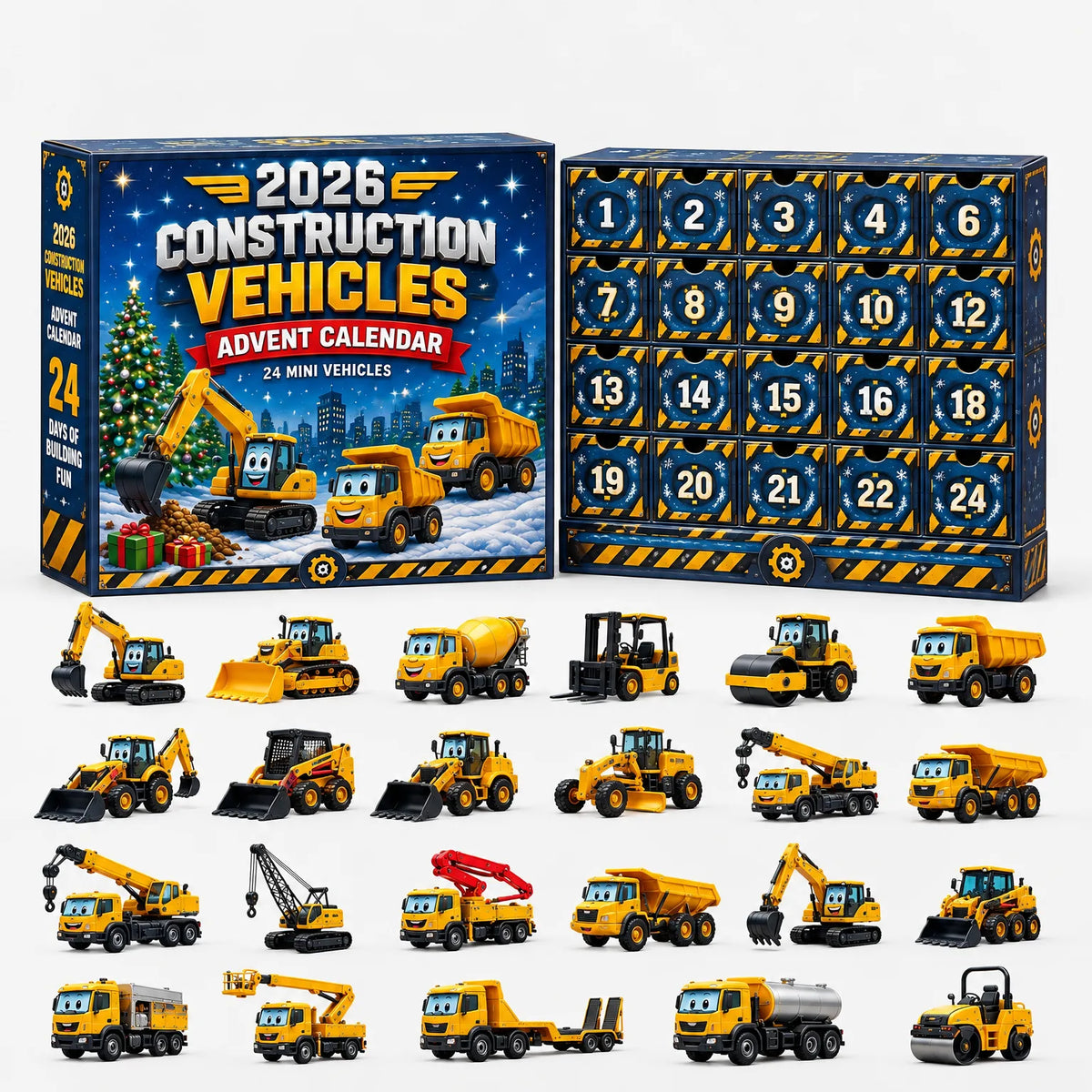 Advent Calendar 24 Die-Cast Vehicles Reusable Compartments