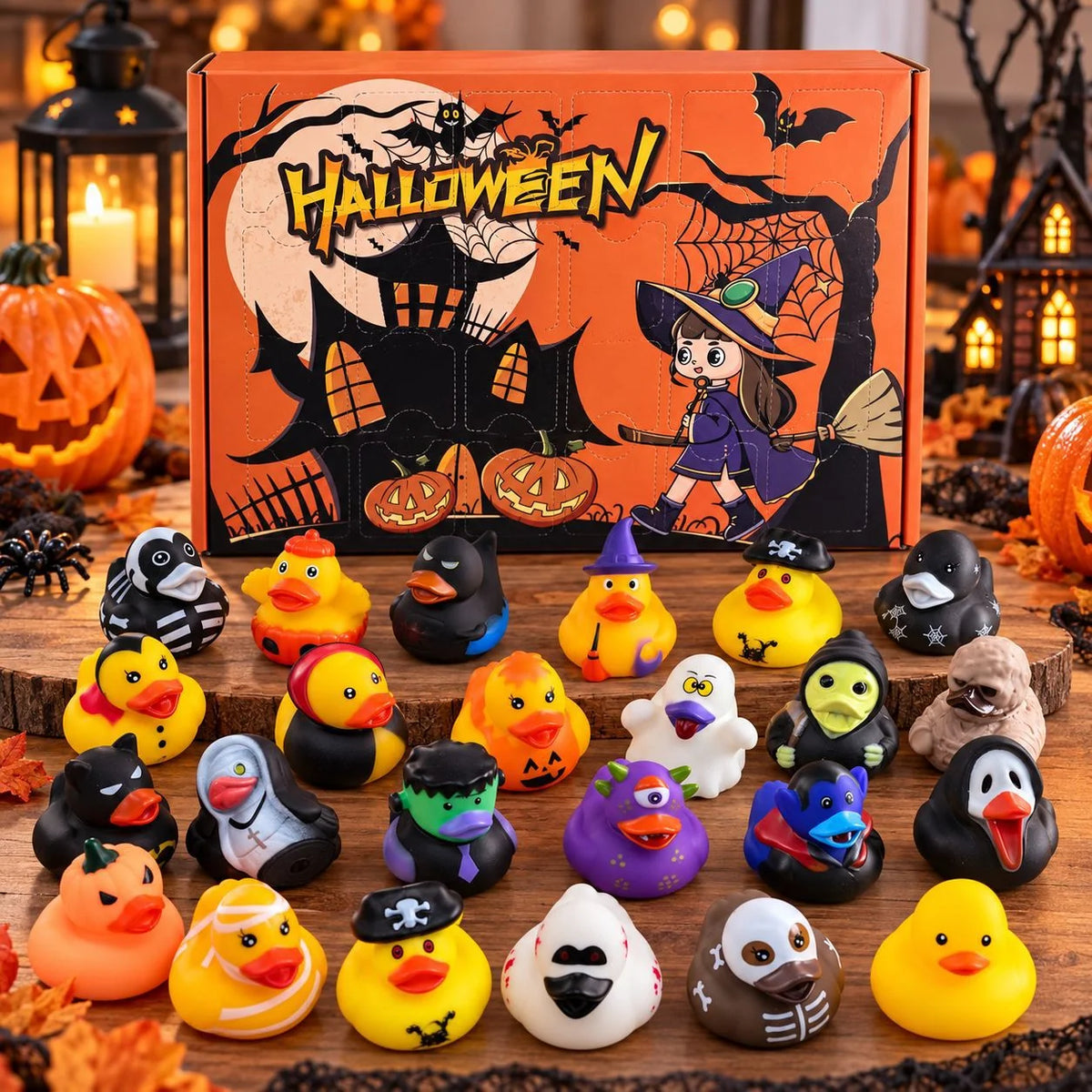 Advent Calendar 24 Duck Bath Toys Squeezable Vinyl Figures