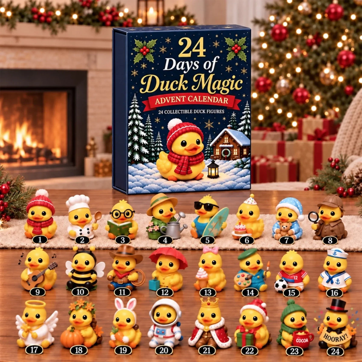 Advent Calendar 24 Festive Duck Figures in Costumes