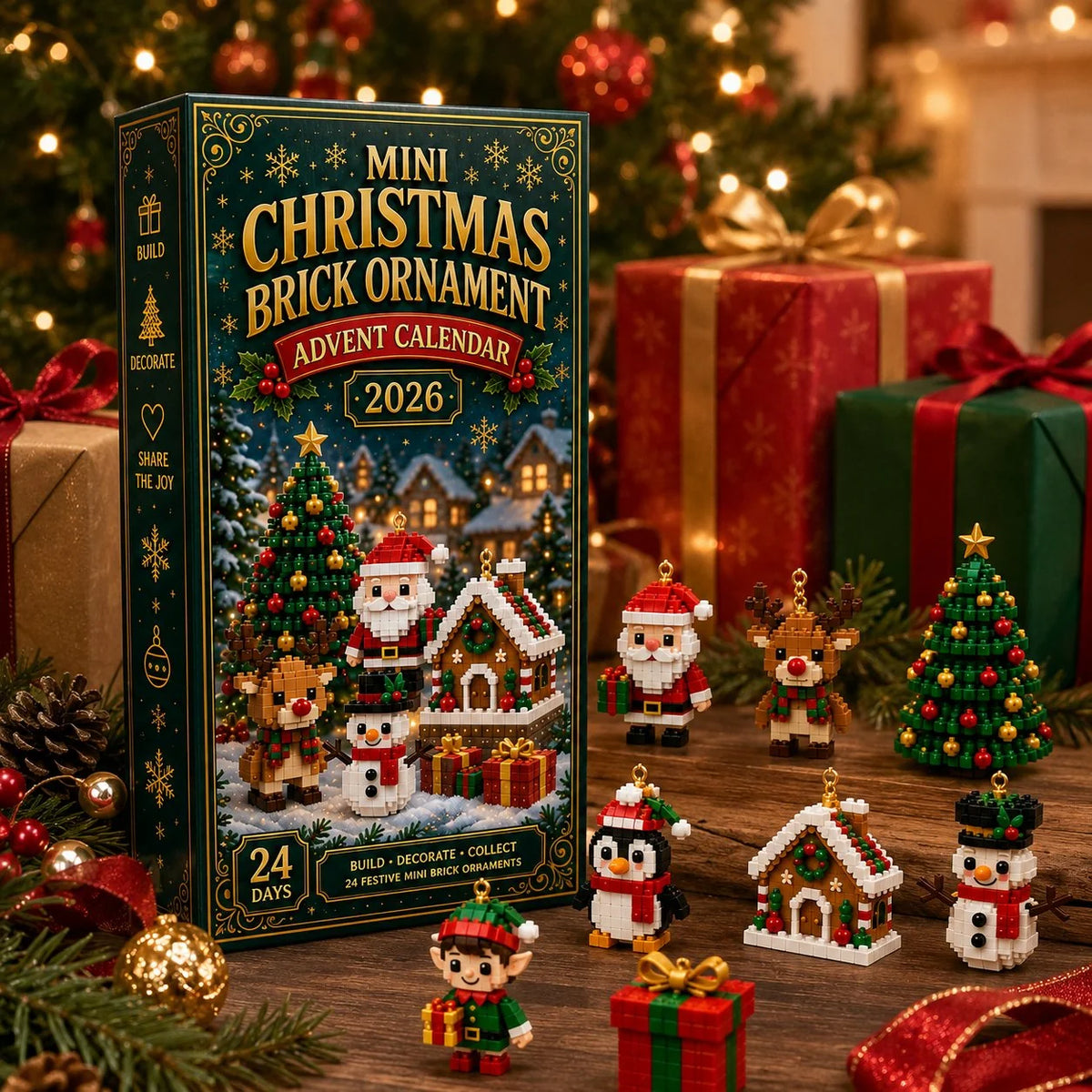 Advent Calendar 24 Mini Christmas Building Sets With Hanging Loops