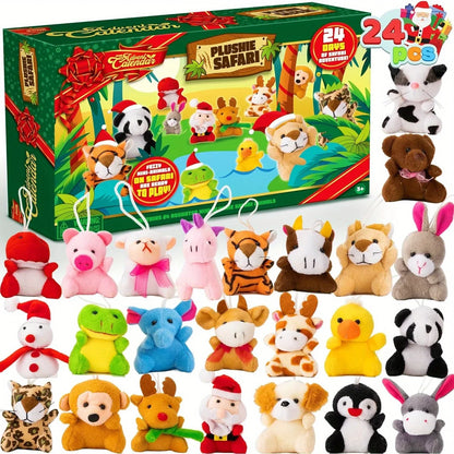 Advent Calendar 24 Mini Plush Animals Reusable