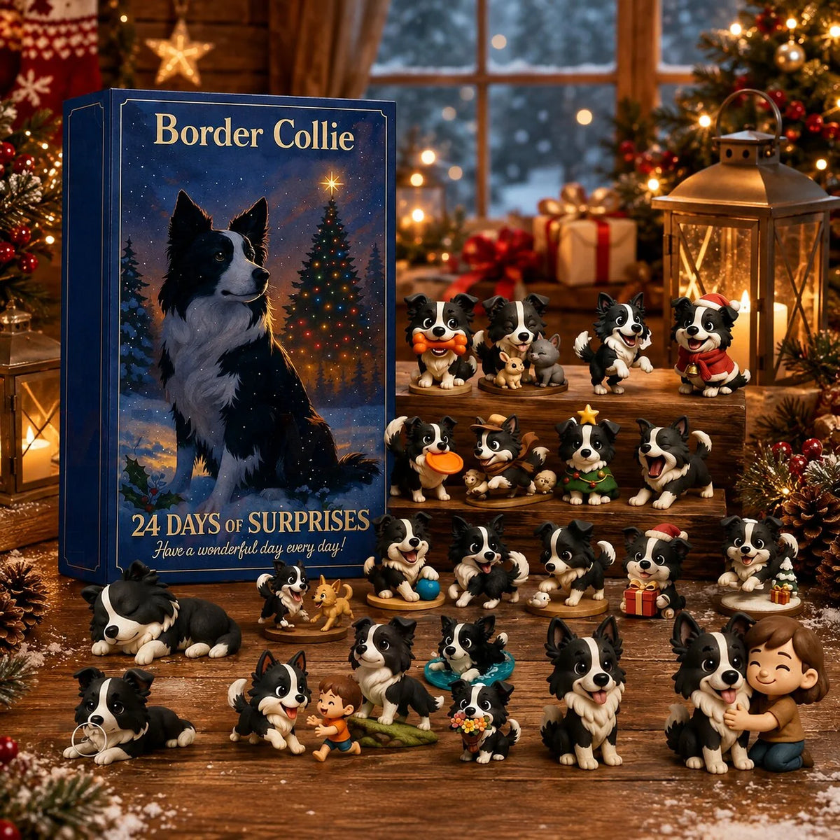 Advent Calendar Border Collie 24-Day Flat 2D Ornaments