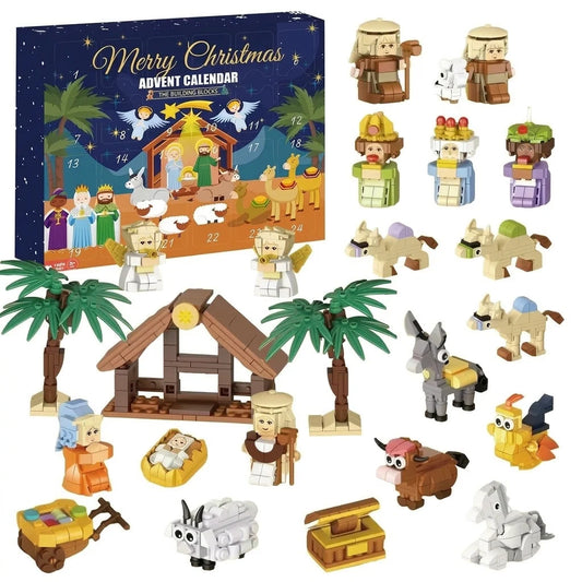 Advent Calendar Building Brick Nativity Scene 24 Sets