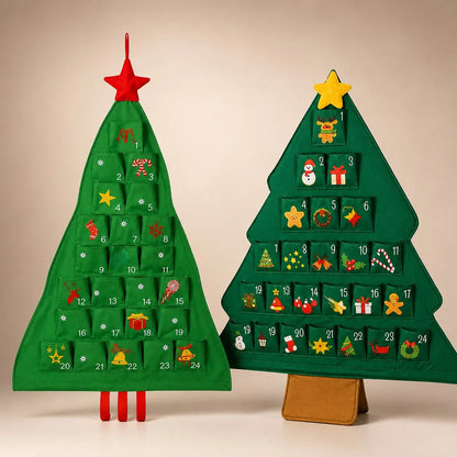 Advent Calendar Christmas Tree Reusable Fabric 24 Pockets