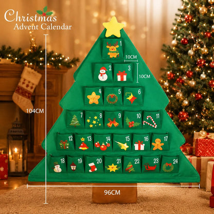 Advent Calendar Christmas Tree Reusable Fabric 24 Pockets