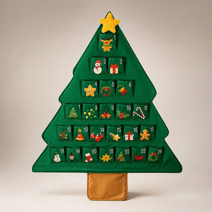 Advent Calendar Christmas Tree Reusable Fabric 24 Pockets