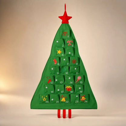 Advent Calendar Christmas Tree Reusable Fabric 24 Pockets