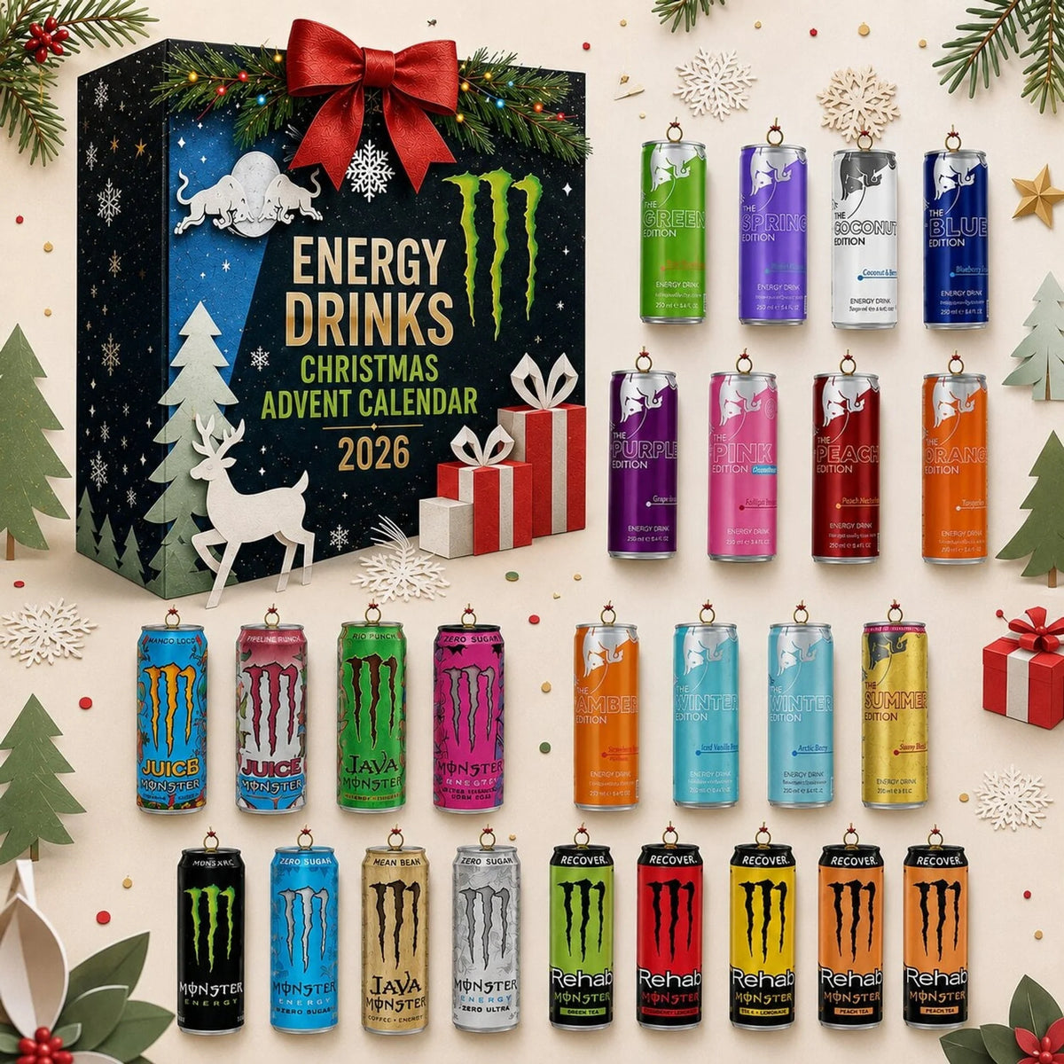 Advent Calendar Energy Drink-Inspired Designs 24-Day Countdown