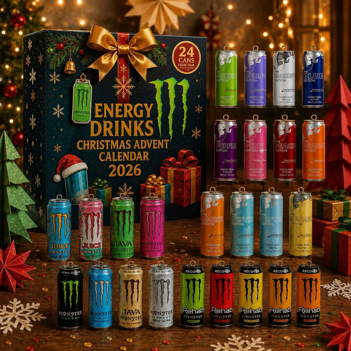 Advent Calendar Energy Drink-Inspired Designs 24-Day Countdown