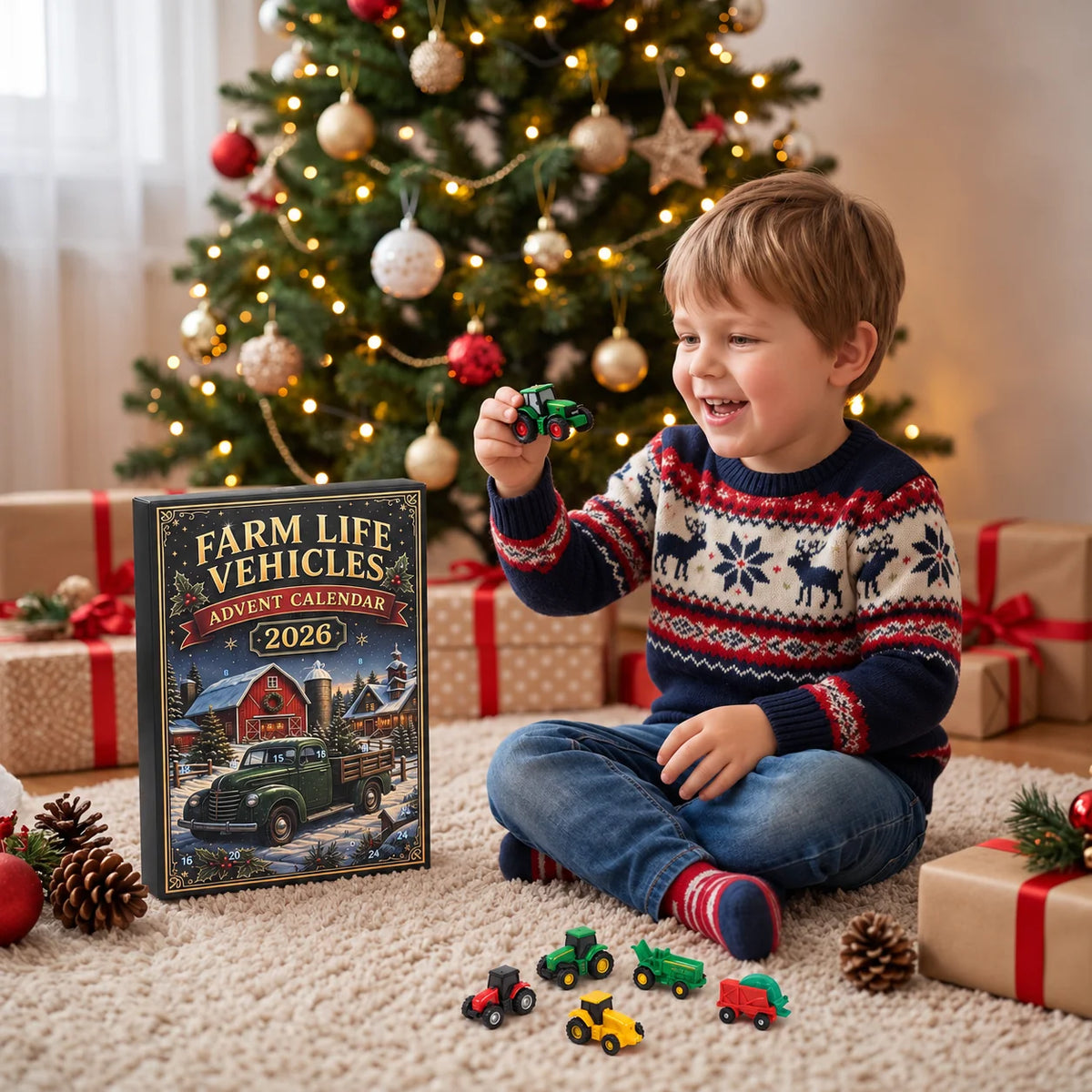 Advent Calendar Farm Vehicle Toys 24-Day Countdown