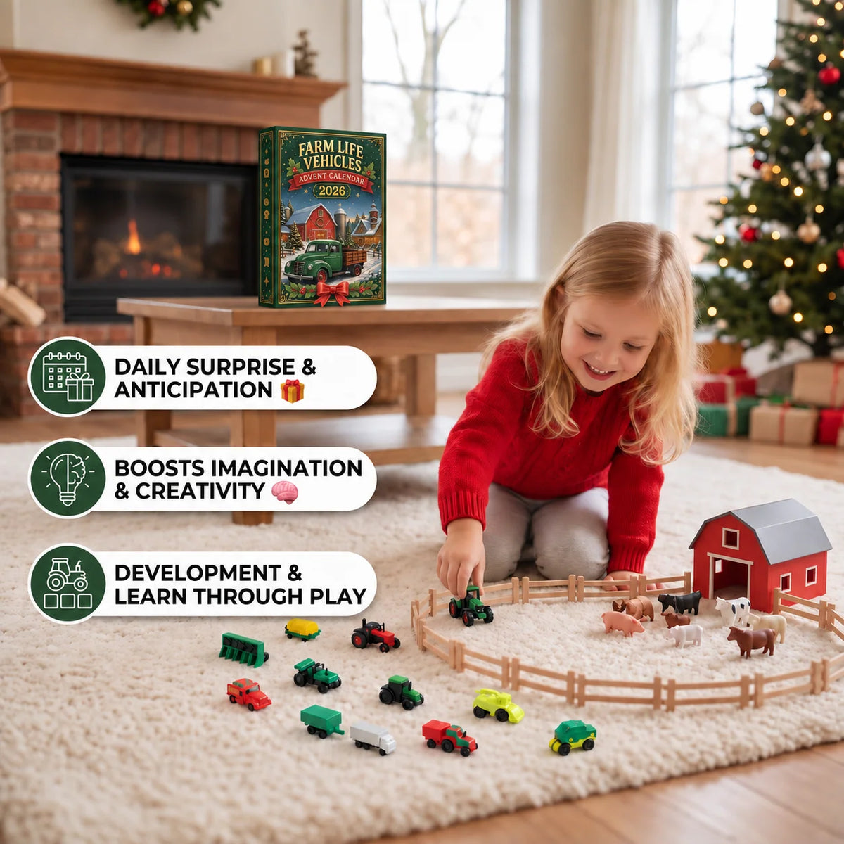 Advent Calendar Farm Vehicle Toys 24-Day Countdown