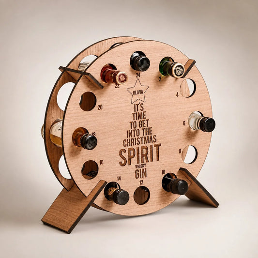 Advent Calendar Holder Wooden 24-Slot Mini Bottle Display
