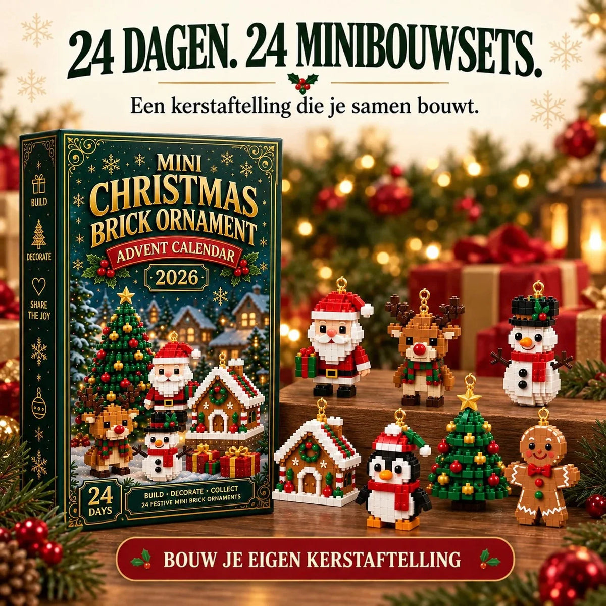 Advent Calendar Mini Brick Building Set 24 Hanging Decorations