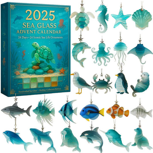 Advent Calendar Ocean Ornaments Frosted Glass Set of 24