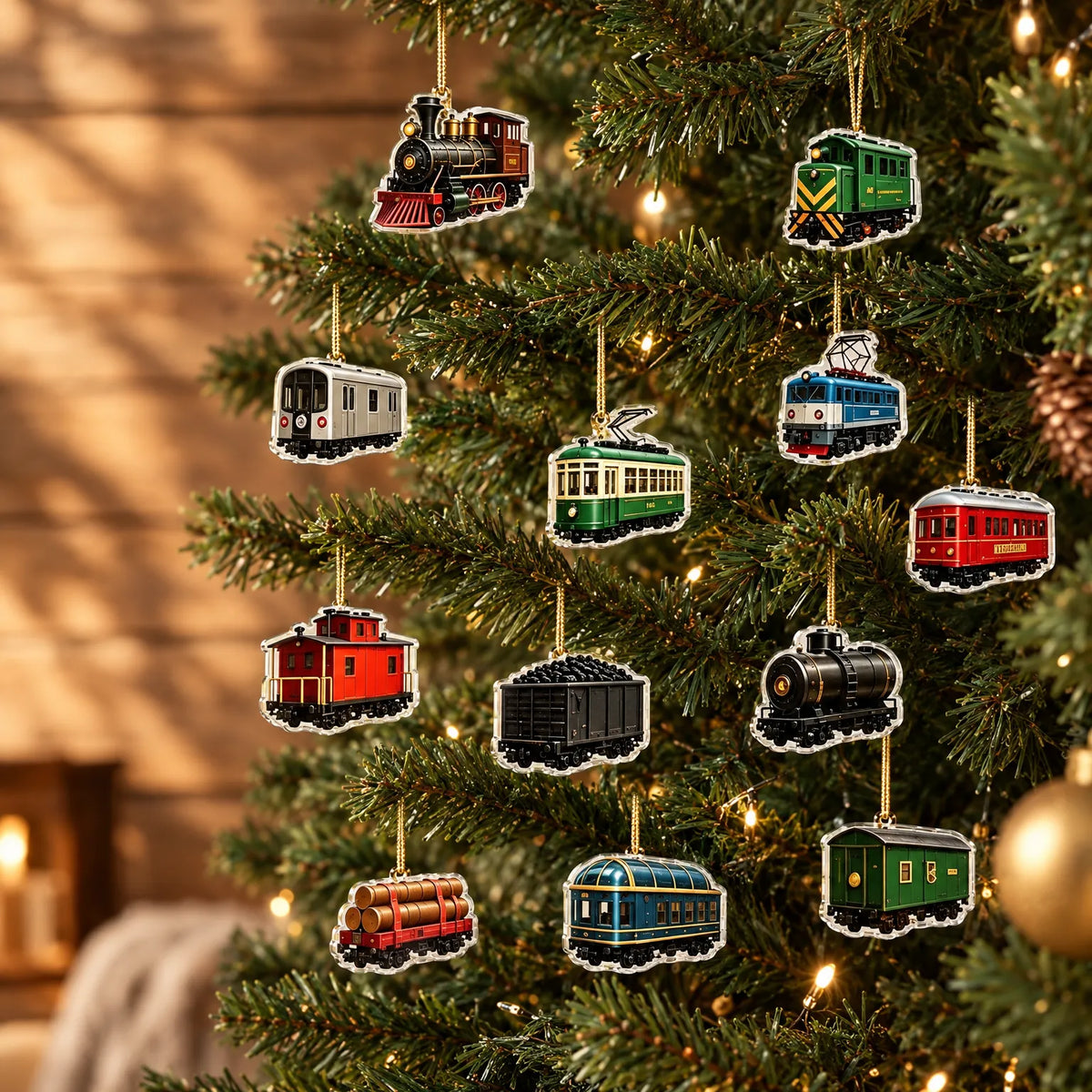 Advent Calendar Railway-Themed Acrylic Ornaments Set of 24