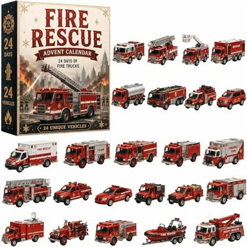 Advent Calendar Toy Fire Rescue Theme 24 Miniature Vehicles