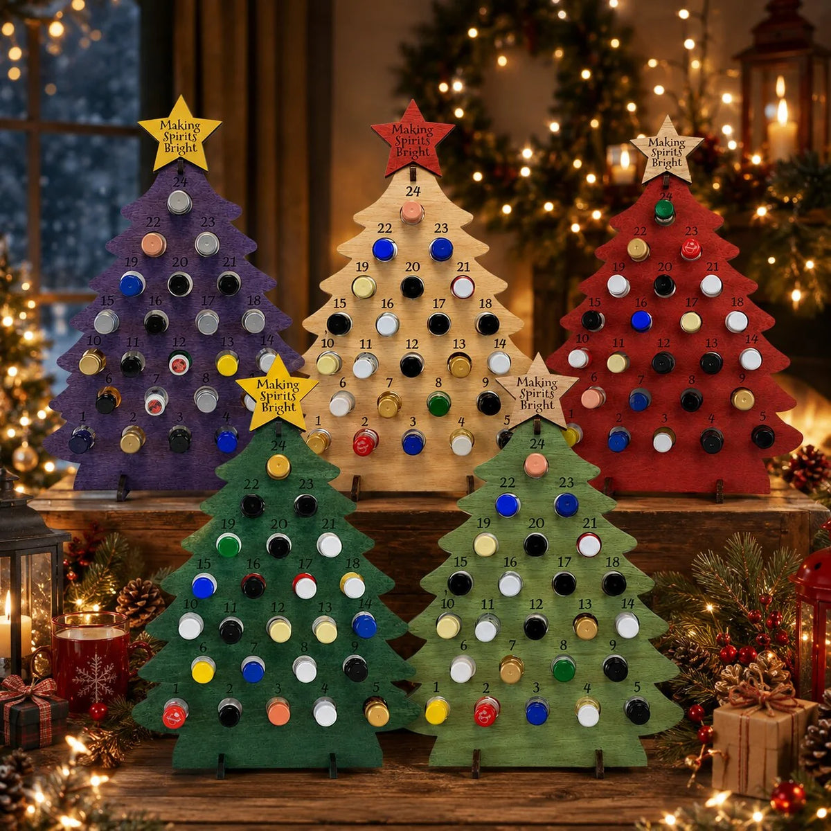 Advent Calendar Tree Wooden 24 Mini Bottles