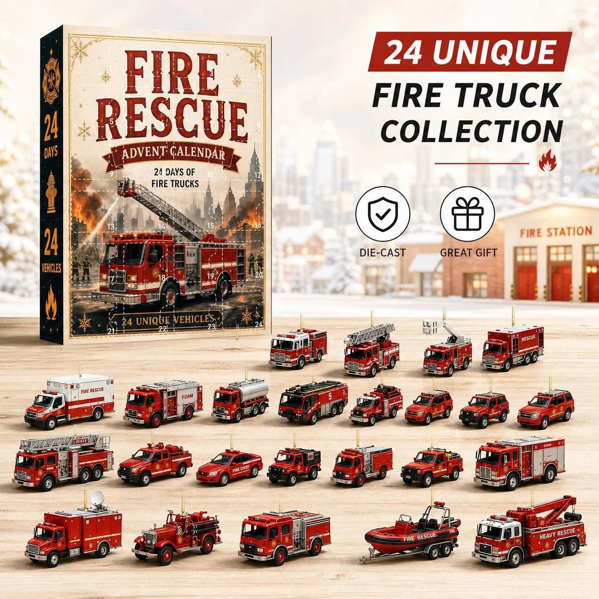 Advent Calendar Vehicle Charms 24-Day Countdown