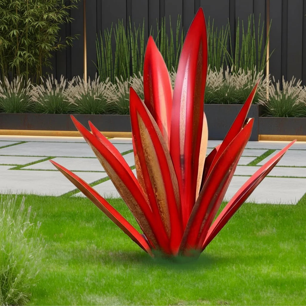 Agave Sculpture Powder-Coated Weather-Resistant Metal 3D Design