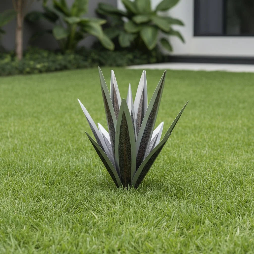 Agave Sculpture Powder-Coated Weather-Resistant Metal 3D Design