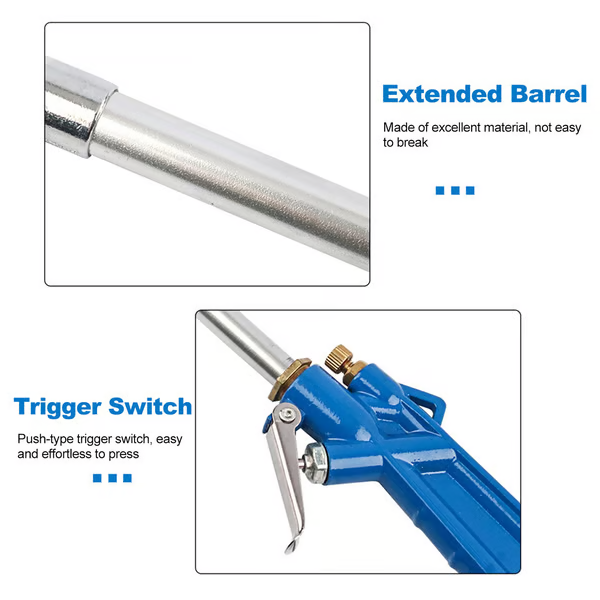 Air Blow Gun Copper Tip Long Nozzle Non-Slip Grip