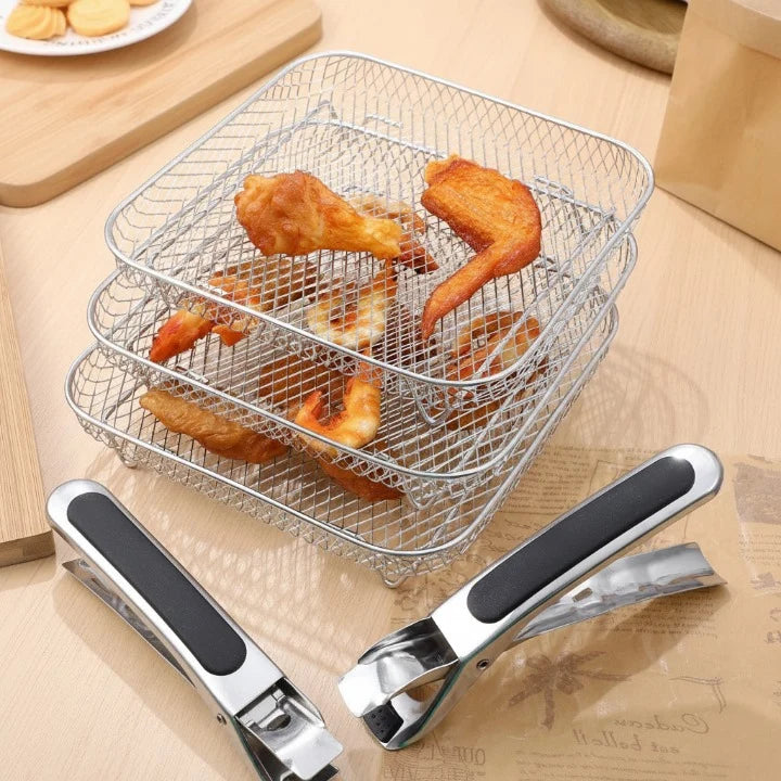Air Fryer Baskets Stackable Stainless Steel Set of 3