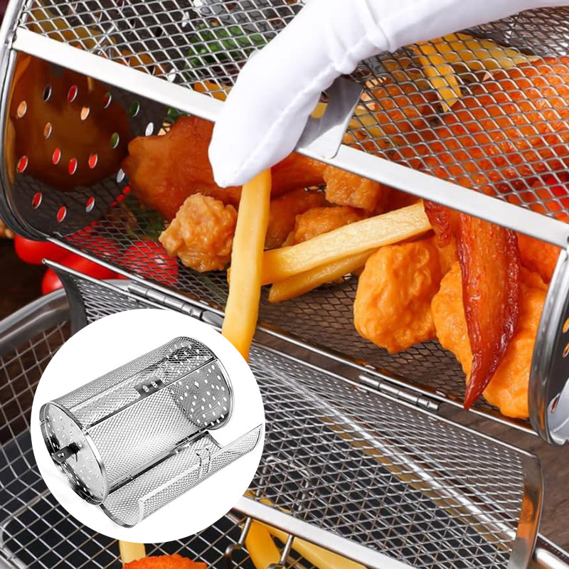Air Fryer Rotisserie Basket 360° Rotating Food-Grade Stainless Steel