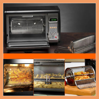 Air Fryer Rotisserie Basket 360° Rotating Food-Grade Stainless Steel