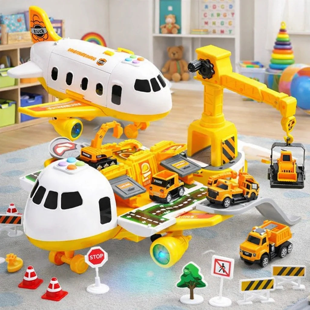 Airport Playset Airplane & Service Vehicles Durable Plastic 12.6 Inch