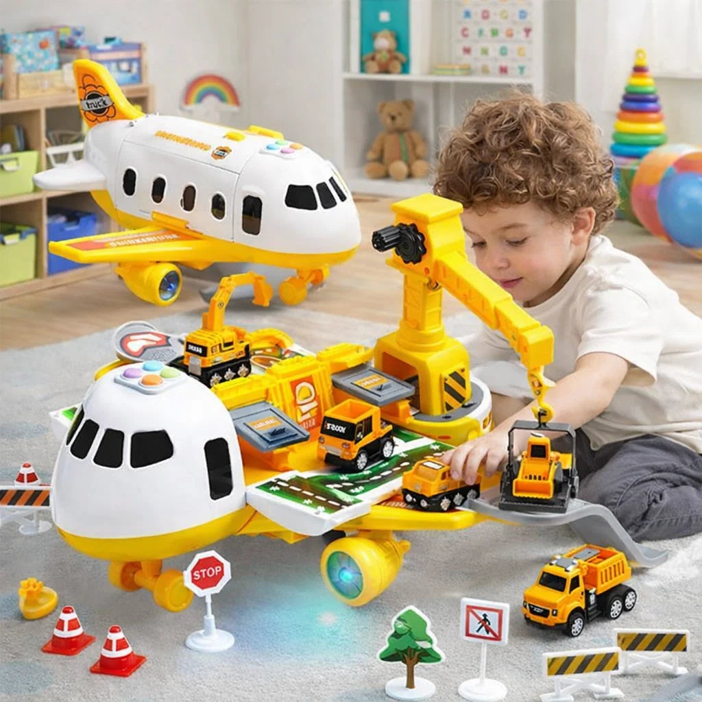 Airport Playset Airplane & Service Vehicles Durable Plastic 12.6 Inch