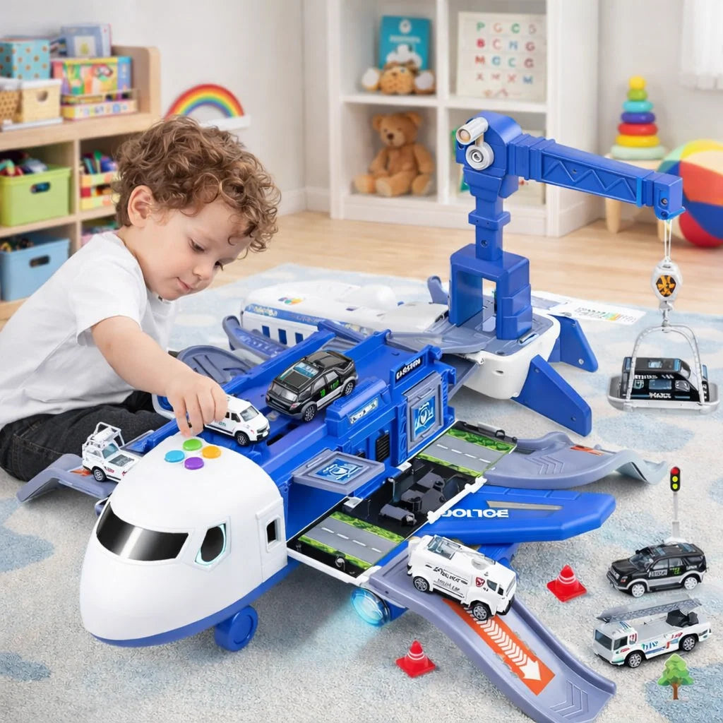 Airport Playset Airplane & Service Vehicles Durable Plastic 12.6 Inch